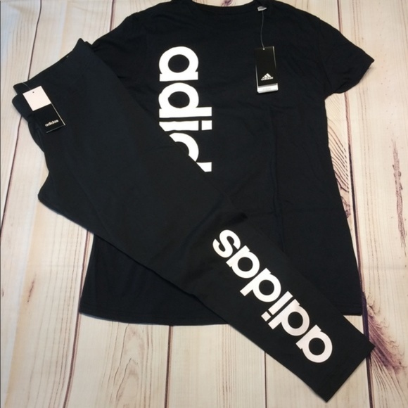 New adidas spell out leggings tshirt set - Picture 2 of 5